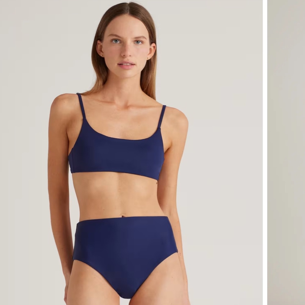 Quince Navy Women's Swimwear Italian Scoop Neck Bikini Top